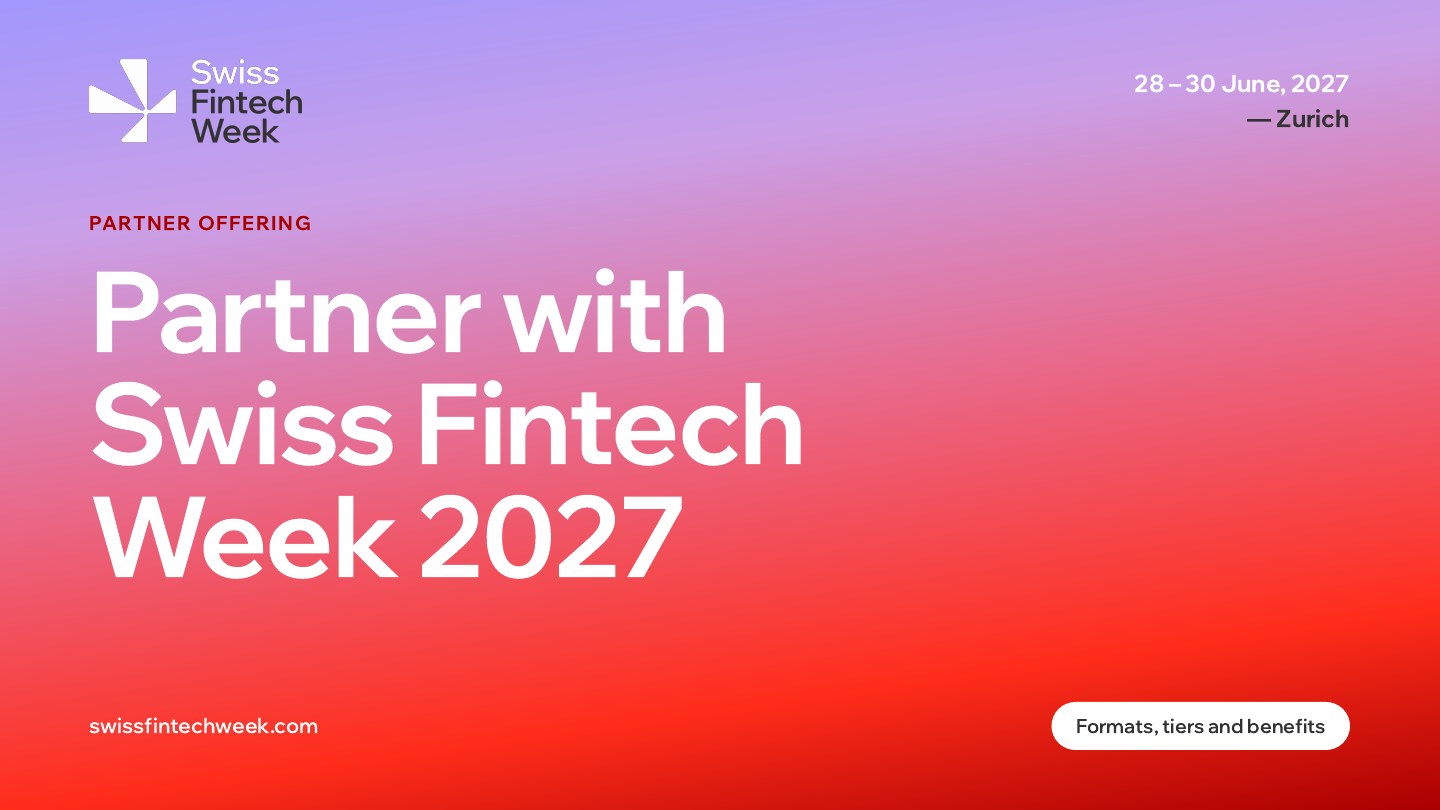 Cover slide of the Swiss Fintech Week deck, built on BrandOrbit